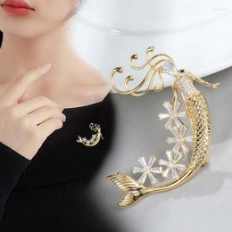 Brooches Rhinestone Mermaid Elegant Luxury Women Pins Crystal Noble Jewelry For Lady Alloy Animal Brooch Safety Accesories