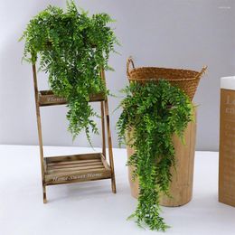 Decorative Flowers 2 Pieces Artificial Hanging Plant Coffee House Fake Rattan Ornament