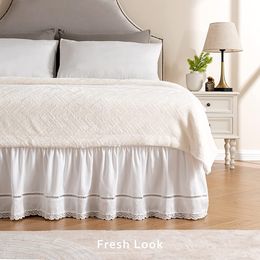 Bedding sets White Home el Bed Skirt Hollowed Lace Elastic Band Couvre Lit Cover Without Surface 230615