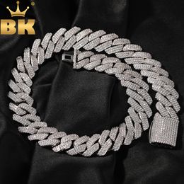 Pendant Necklaces THE BLING KING 20mm Big Heavy Cuban Chain Micro Paved 3 Rows Cubic Zirconia Prong Link Choker Necklace Hiphop Punk Jewellery 230615