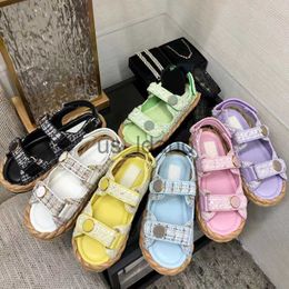 Sandals dad Rope Sandal womens Braided Rope sandals dad Sandals Designer luxury Top quality Flat Platform Sandals Beig Summer Beach With box camellia Hem J0619