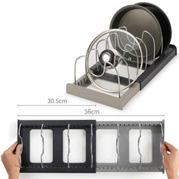 Pot Racks Kitchen Rack Organizer For Cabinet Expandable Holder Pan Lid Accessories 230615