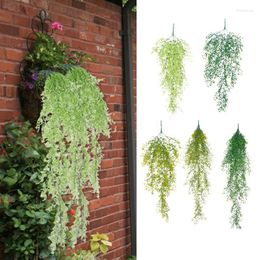 Decorative Flowers Artificial Eucalyptus Garland Willow Greenery Plants Green Ivy Fake Leaves Wall Hanging Faux Leave