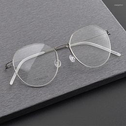 Sunglasses Frames Pure Titanium Ultralight Round Glasses Frame Men Vintage Oval Optical Eyeglasses Women Denmark Screwless