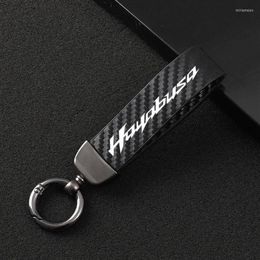 Keychains Fashion Motorcycle Carbon Fibre Leather Rope Keychain Key Ring For SUZUKI GSX1300R HAYABUSA GSX 1300R GSX1300 Miri227091206N