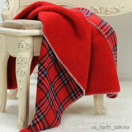 Blanket 160X130cm thick thermal sofa throw blanket red scotch couch decorative blanket soft fleece throw blanket R230616