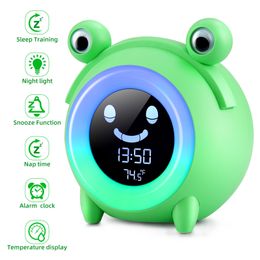 Desk Table Clocks Cute Animal Child Alarm Clock Sleep Trainer Digital Wake Up Colourful Night Light Snooze Temperature NAP Timer Kid Alarm Clock 230615