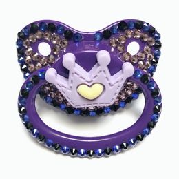 Baby Teethers Toys MIYOCAR beautiful handmade bling purple adult pacifier Adult Sized Cute Gem Pacifier Dummy Silicone Nipple crown 230615
