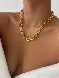 Pendant Necklaces Titanium With 18K Gold Statement O Shap Chains Necklaces Women Stainless Steel Jewellery Punk Party Designer Club Ins Rare 230615