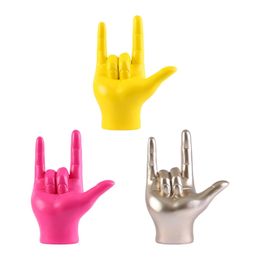 Decorative Objects Figurines Modern Resin Hand Love You Finger Gesture Sculpture Ornament Figurine Statue Rock Crafts for Home Shop Decor 230615