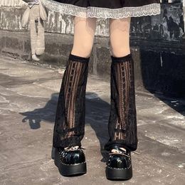 Women Socks Lace Print Flared Sexy Mesh Stockings Cute Cover Lolita Thin Over Knee Gothic Calf 2023