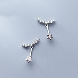 Stud Earrings MloveAcc Genuine 925 Sterling Silver Clear CZ Crystal W/ Star Charm For Women Jewelry