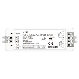 1CH*8A 12V-48VDC 24V CV Fade-in Fade-out LED Dimmer Push Dim V1-F 5 Fading Speed/Step-less Dimming For Single Colour Strip Light