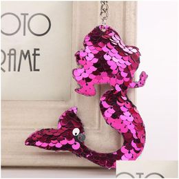 Key Rings Shiny Sequin Mermaid Keychain Hand Bag Hangs Desinger Keyring Animal Fashion Jewelry Will And Sandy Drop Delivery Dhwfo