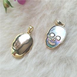 Pendant Necklaces DoreenBeads Vintage Zinc Alloy Shell Pendants Halloween Charms Gold Colour Skull Creamy-White DIY Jewellery 23mm X 12.5mm 1PC