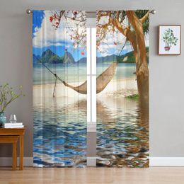 Curtain Sea Sky Clouds Hammock Summer Sheer For Living Room Hall Wall Dress Up Home Window Supplies Print Tulle Curtains