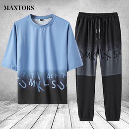 Men's Tracksuits Men Tracksuit Casual Joggers Two Piece T Shirts Pants Mens Sportswear Sets Hip Hop Running Sports Suit Male Sweatsuit