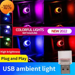 New 1/2PCS Car USB Atmosphere Light Mini LED Decorative Light Car Ambient Light Colourful Night Light Interior Car Auto Accessries