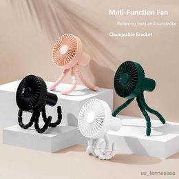 Electric Fans New Mini Electric Wireless Shape for Baby Stroller Bed USB Rechargeable with Clip R230616