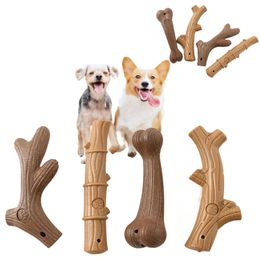 Pet Dog Chew Toys Molar Teeth Clean Stick Interesting Cute Deer Horn Bamboo Bone Branch Shape Durable Puppy Interactive Toy