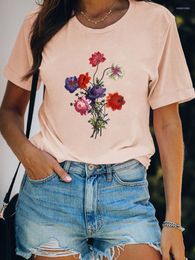 Women's T Shirts Female Short Sleeve Graphic Tee Clothes Ladies Casual Flower Style 90s Cute Fashion Clothing Women Print T-shirts