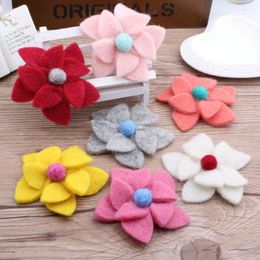 Hair Clips 10PCs Big Size Wool Felt Flower Button Patch Sticker 18mm Fit Girls Jewellery Headband Garment Decor