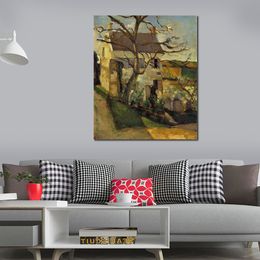 Famous Still Life Canvas Wall Art House and Tree The Hermitage Pontoise Paul Cezanne Painting Beautiful Dining Room Decor