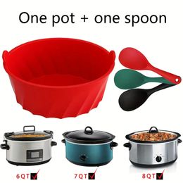 1pc Reusable Cooking Pot Liners, Silicone Slow Cooker Liners, Easy Clean And Leak Proof Cooking Bags, Fit 6 To 8 Quart Oval Cooking Pots