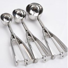 Ice Cream Tools 3 Size Scoop Trigger Metal Cookie Spoon Melon Baller Stainless Steel Dough Scooper 230615