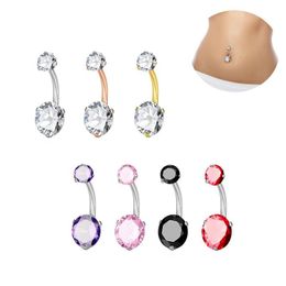 Navel Bell Button Rings Cubie Zircon Diamond Ring Belly Surgical Stainless Steel Piercing Body Jewellery For Women Fashion Will And Dhdm8