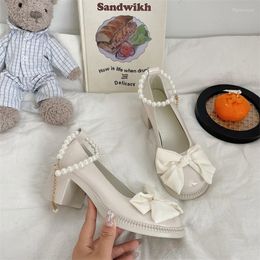 Dress Shoes Summer 2023 Ladies Heels Platform Cute Bow Lace Princess Mary Jane Lolita Party High Heel Buckle Women Pumps Girls Sweet