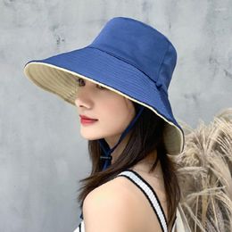 Berets Foldable Wide Brim Sun Visor Hat Spring Summer UPF 50 Protection Travelling Hiking Fishing Cap For Women Double Sided Bucket
