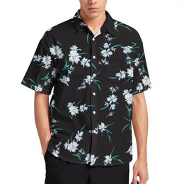 Men's Casual Shirts Cute Flower Loose Shirt Men Vacation Floral Leaf Print Hawaiian Printed Short Sleeve Vintage Oversized Blouses