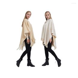 Scarves 2023 Fall Winter Woman Double Sided Slit Imitation Cashmere Cloak Scarf Thick Tassel Shawl Foulard Femme Pareo Scarfs For Ladies