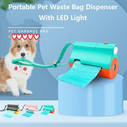 Innovative Pet Waste Bags Holder Dispenser Include Practical LED Flashlight Waste Bag Pouch Fit for Any Leash