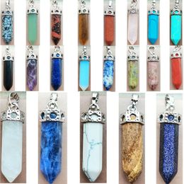 Pendant Necklaces Sodalite Crystal Opal Lapis Lazuli Goldstone Unakite Tiger Eye Aventurine Rhodorite Bead PWB1168