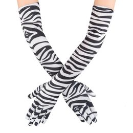 Five Fingers Gloves Fun Animal Zebra Print Long For Men Women Fashion Full Satin Performance Adult Mittens Party Outdoor GL0448 230615