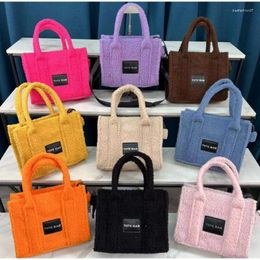 Evening Bags 2023 Fluffy Women Fashion Handbags Brand Designer Solid Color All-Match Soft Grip Tote Bag Ladies Plush Creative Shoulderbag
