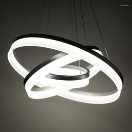 Pendelleuchten Luxus Moderne Kronleuchter LED Kreis Ring Licht für Wohnzimmer Acryl Glanz Beleuchtung Weiß Splitter 85-265