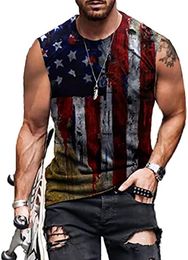 Fashion MensT-Shirt 4th of July Shirts Mens Muscle Tank Top 1776 Sleeveless Graphic Gym Workout American Flag Shirt