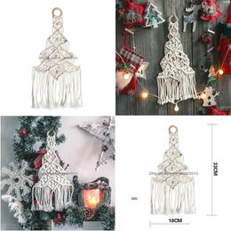Other Home Decor Rame Hand Knitted Christmas Tree Tapestry Pendant Wall Hanging Woven Drop Delivery Garden Dhpl0