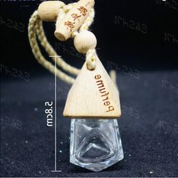 wholesale 8ml Glass Car Perfume Bottle with Wood Cap Empty Refillable Essential Oils Bottle Hanging Cute Air Freshener Carrier Tsgkw