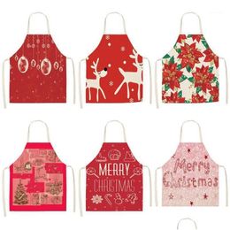 Christmas Decorations 1Pcs Red Apron Cotton Linen Pinafore Xmas Decor Pendant Adt Bibs 53X65Cm Home Kitchen Cooking Accessories Cm10 Dhkfe