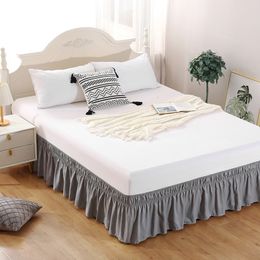 Bedding sets Home Bed Skirt Wrap Around Elastic Shirt Without Surface Polyester Cotton Side Decorations Removable King Full Size 230615