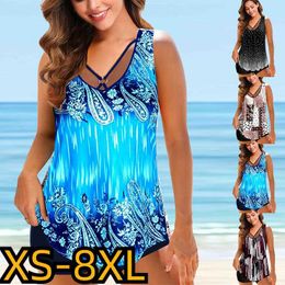 Women's Swimwear Women Printing Swimwear Two Piece Set Tankini Swimsuit Tankini Dew Shoulder Sexy Bikini Bathing Suit Summer High Waist Beachwear Z0613