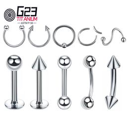 Labret Lip Piercing Jewellery 10pcs G23 ASTM 36 Tongue Ear Rings Bars Barbelll For Woman Man Unisex Body Wholesale 230615