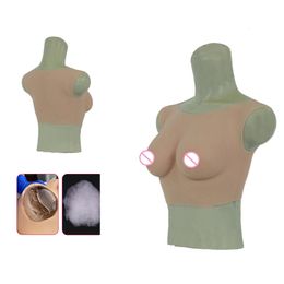 Breast Form Round Neck Sleeveless B Cup Crossdresser Cosplay Silicone Breast Fake Chest For Crossdresser 230616
