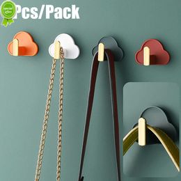 New 4Pcs Self Adhesive Wall Hooks Multi-purpose Behind-door Key Cloth Hanger Hook Bathroom Towel Holder Home Decors Organiser Hooks