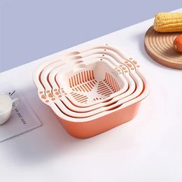 8 Pieces Drain Colander Set, 2-in-1 Detachable Plastic Double Layered Kitchen Colander Strainer Set