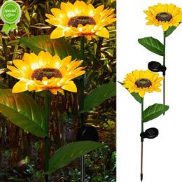 New Sunflower Shape Solar LED Lights 2 Pack Garden Waterproof Decorative with Stake for Outdoor Yard Pathway Outside Patio Lawn